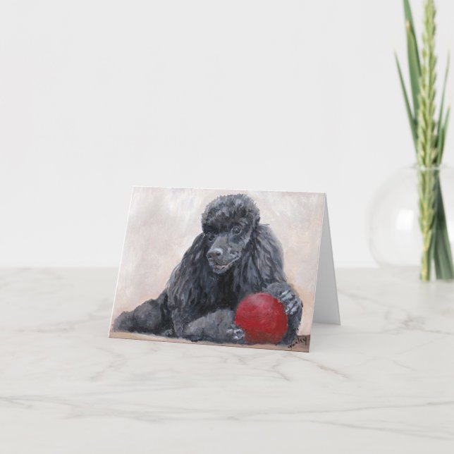 Tarjeta de nota de arte de perro canino negro (Anverso)