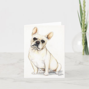 Tarjeta de nota de arte de perro de Bulldog francé