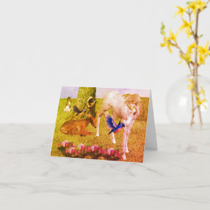 Tarjeta De Nota De Arte De Unicornio Y Amigos Fore
