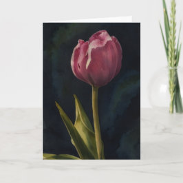 Tarjeta de nota de arte dramático con flor de tuli