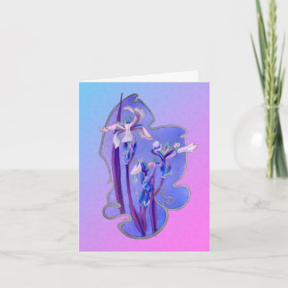 Tarjeta de nota de arte floral Blue Iris