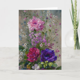 Tarjeta de nota de arte floral de flores de bonito