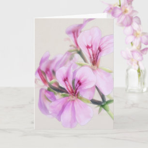 Tarjeta de nota de arte floral de flores de gerani