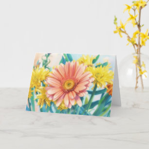 Tarjeta de nota de arte floral de flores de Gerber