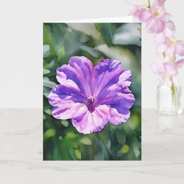 Tarjeta de nota de arte floral de flores moradas (Orquídea)