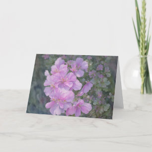 Tarjeta de nota de arte floral de flores púrpura L