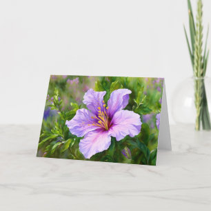 Tarjeta de nota de arte floral de flores púrpura t