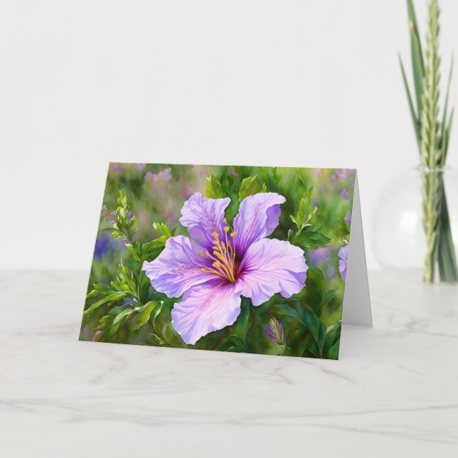 Tarjeta de nota de arte floral de flores púrpura t (Anverso)