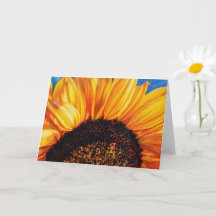 Tarjeta de nota de arte floral de girasol vívido