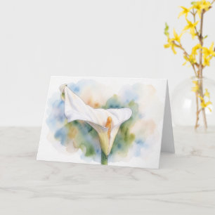 Tarjeta de nota de arte floral de lirio de cala bl