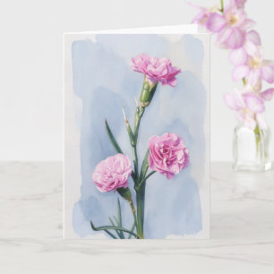Tarjeta de nota de arte floral de tres claveles