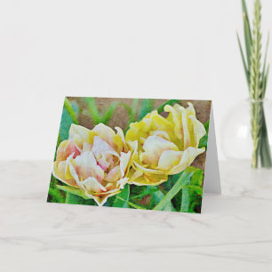 Tarjeta de nota de arte floral Flores Tulipán dora