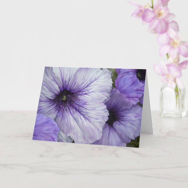 Tarjeta de nota de arte floral Purple Petunia Flow (Orquídea)