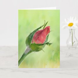 Tarjeta de nota de arte floral Red Rose Bud de bon