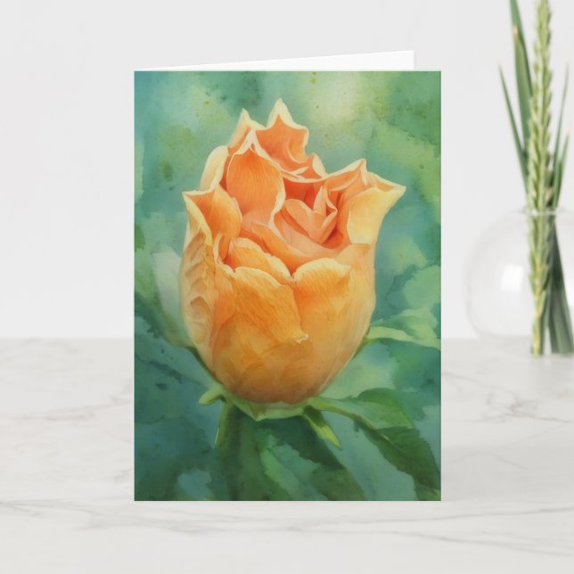 Tarjeta de nota de arte floral tropical naranja (Anverso)