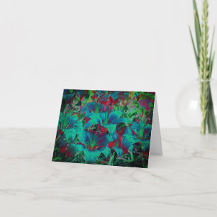 Tarjeta de nota de arte floral Vivid Blue Lilies