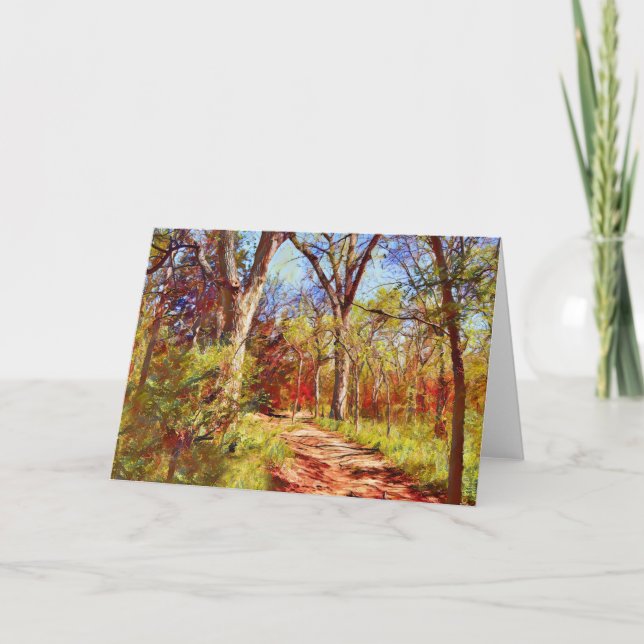 Tarjeta de nota de arte Forest Path Woods (Anverso)