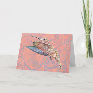 Tarjeta de nota de arte Hummingbird Vintage Style
