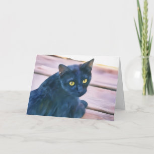 Tarjeta de nota de arte para gato negro