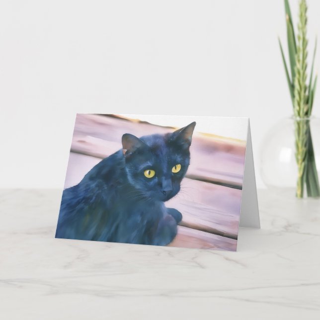 Tarjeta de nota de arte para gato negro (Anverso)