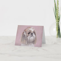Tarjeta de nota de arte para perro Shih tzu