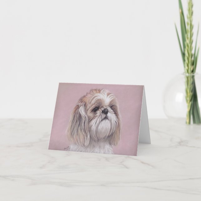 Tarjeta de nota de arte para perro Shih tzu (Anverso)