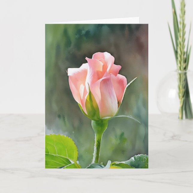 Tarjeta de nota de arte peachy rosa rosa rosa bud (Anverso)
