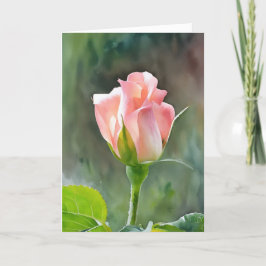 Tarjeta de nota de arte peachy rosa rosa rosa bud