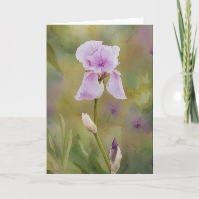 Tarjeta de nota de arte Purple Iris Flower Garden (Anverso)