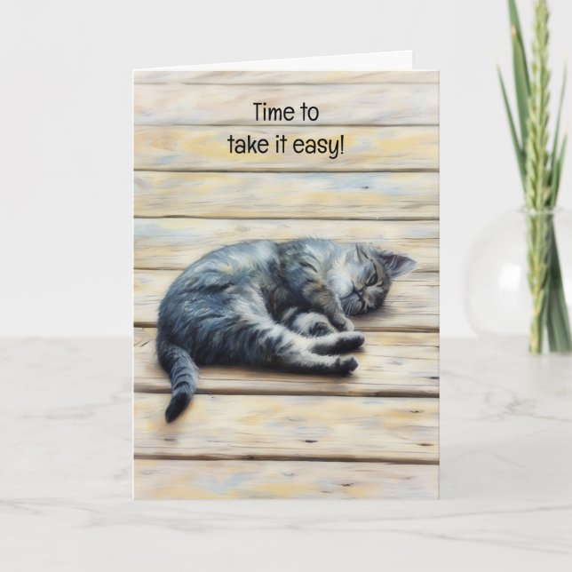 Tarjeta de nota de arte relajante gatito lindo rel (Anverso)