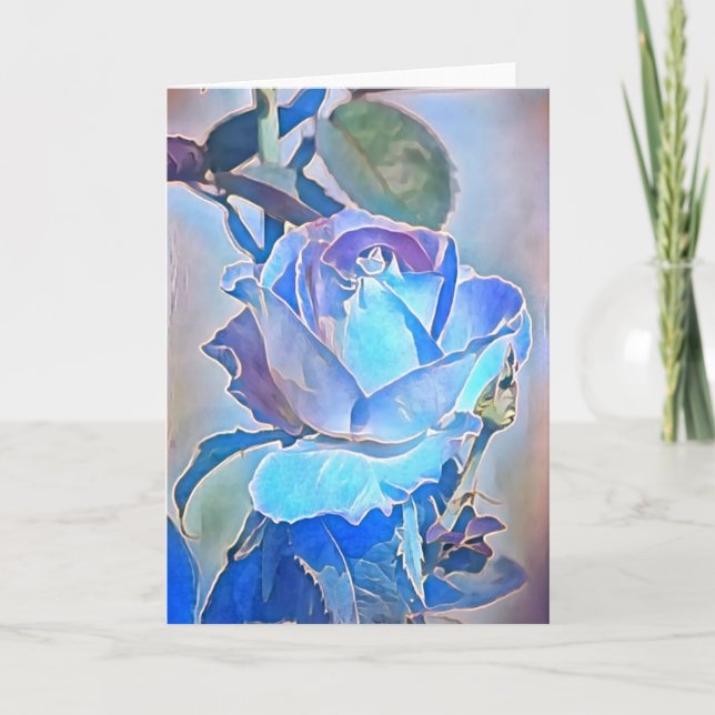 Tarjeta de nota de arte Rosa azul cristalino (Anverso)