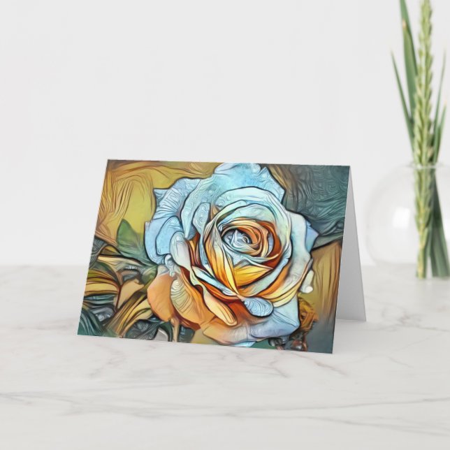 Tarjeta de nota de arte Rosa Bloom Paint 1 (Anverso)