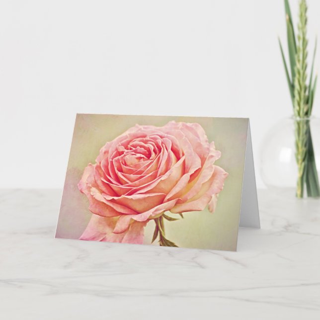 Tarjeta de nota de arte rosa rosa antiguo (Anverso)