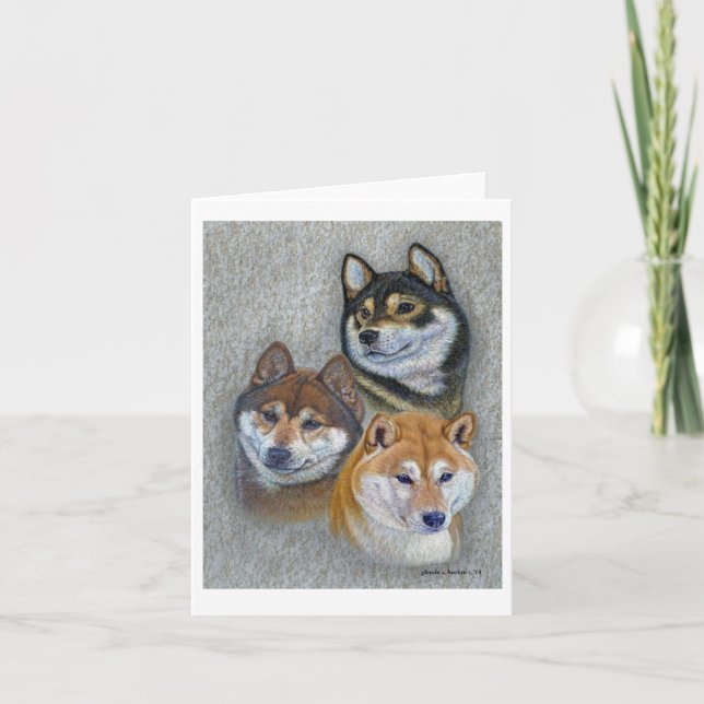 Tarjeta de nota de arte Shiba Inu Dogs de Glenda S (Anverso)