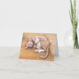 Tarjeta de nota de arte Sleepy Kitty Cat