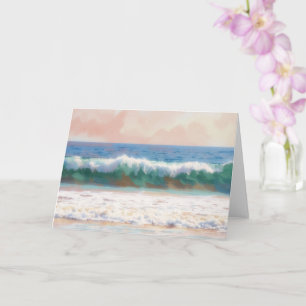 Tarjeta de nota de arte tropical de playa del océa