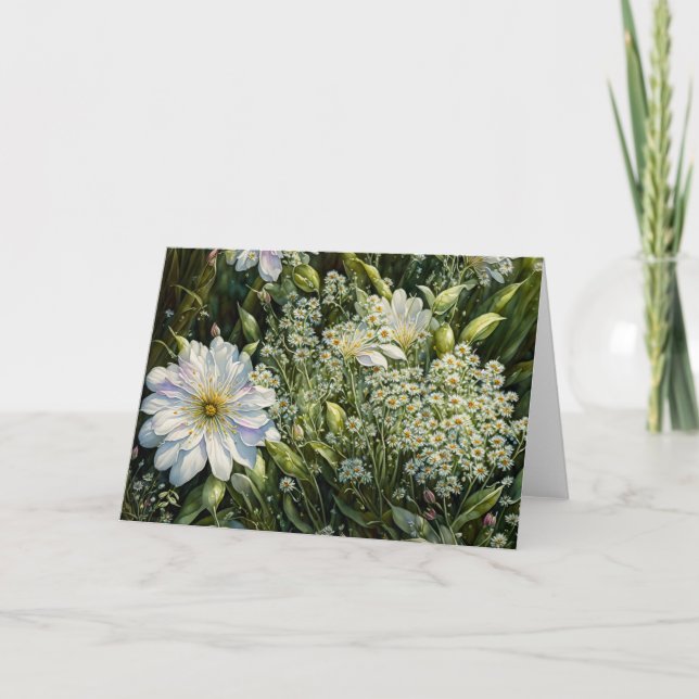 Tarjeta de nota de arte Wildflower White Flower (Anverso)