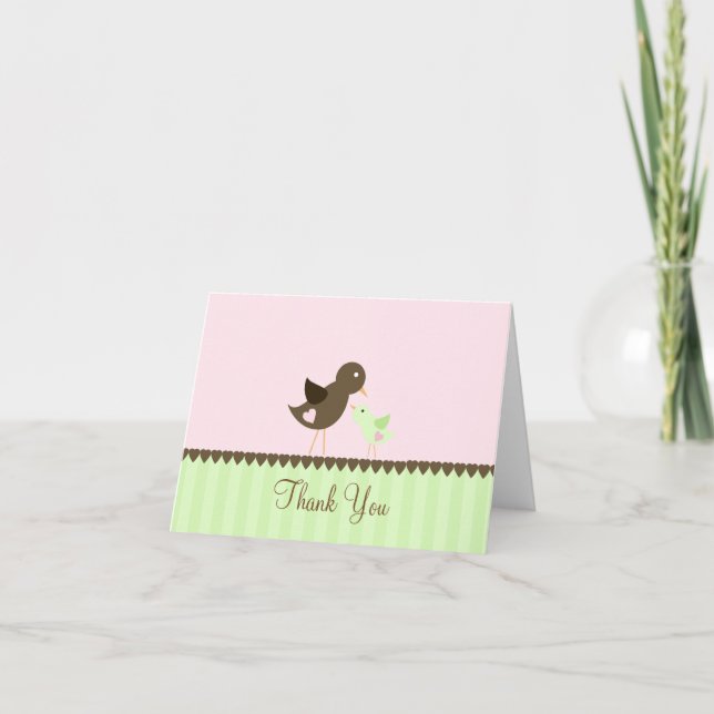 Tarjeta de nota de Baby Bird Baby Shower (Anverso)