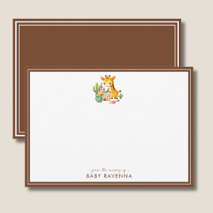 Tarjeta de nota de baby shower de castillo de aren