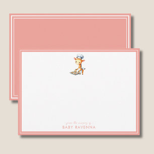 Tarjeta de nota de Baby Shower de Chef Jirafa Past
