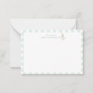 Tarjeta de nota de baby shower de ganso elegante
