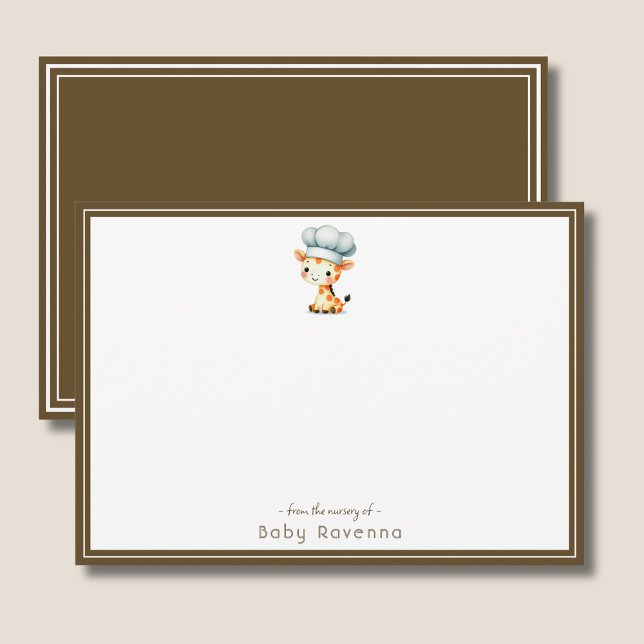 Tarjeta de nota de baby shower de jirafa chef acua (Subido por el creador)