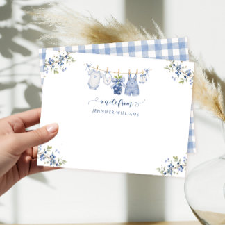 Tarjeta de nota de Baby Shower de Niño Dulce y Azu