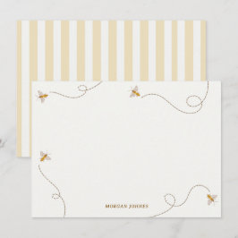 Tarjeta de nota de baby shower de una pequeña abej