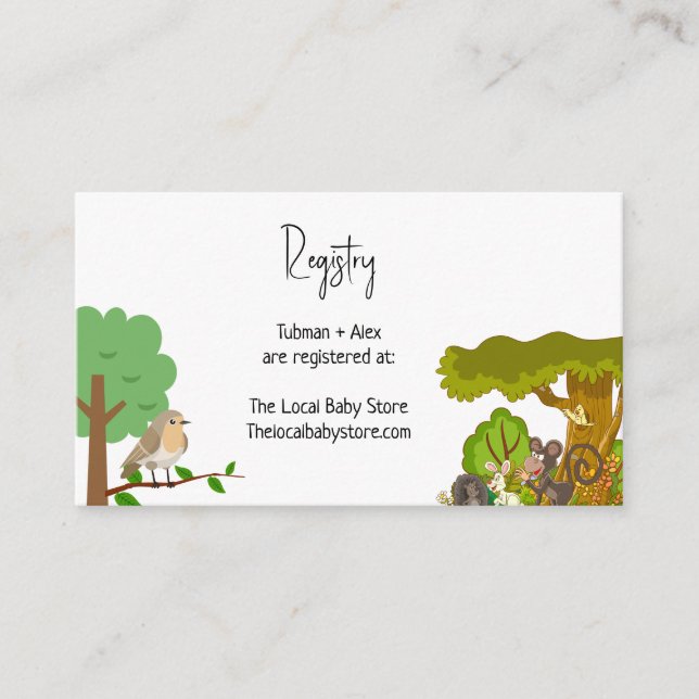 Tarjeta de nota de Baby Shower Forest Animals (Anverso)