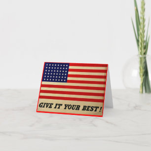 Tarjeta de nota de bandera americana vintage de Gi