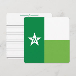 Tarjeta de nota de bandera de Texas verde y lima