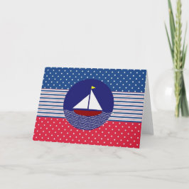 Tarjeta de nota de barco de vela náutica