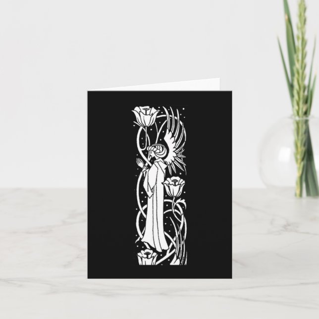 Tarjeta de nota de Beardsley Angel & Poppies (Anverso)