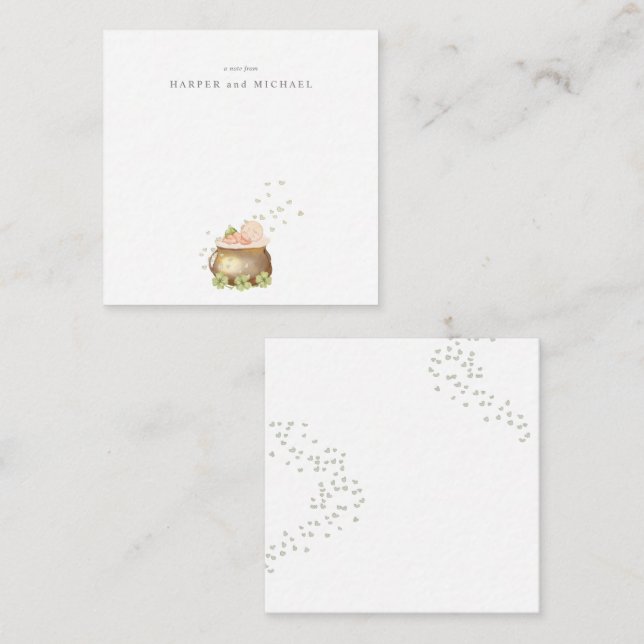 Tarjeta de nota de bebé del día de San Patricio en (Anverso / Reverso)